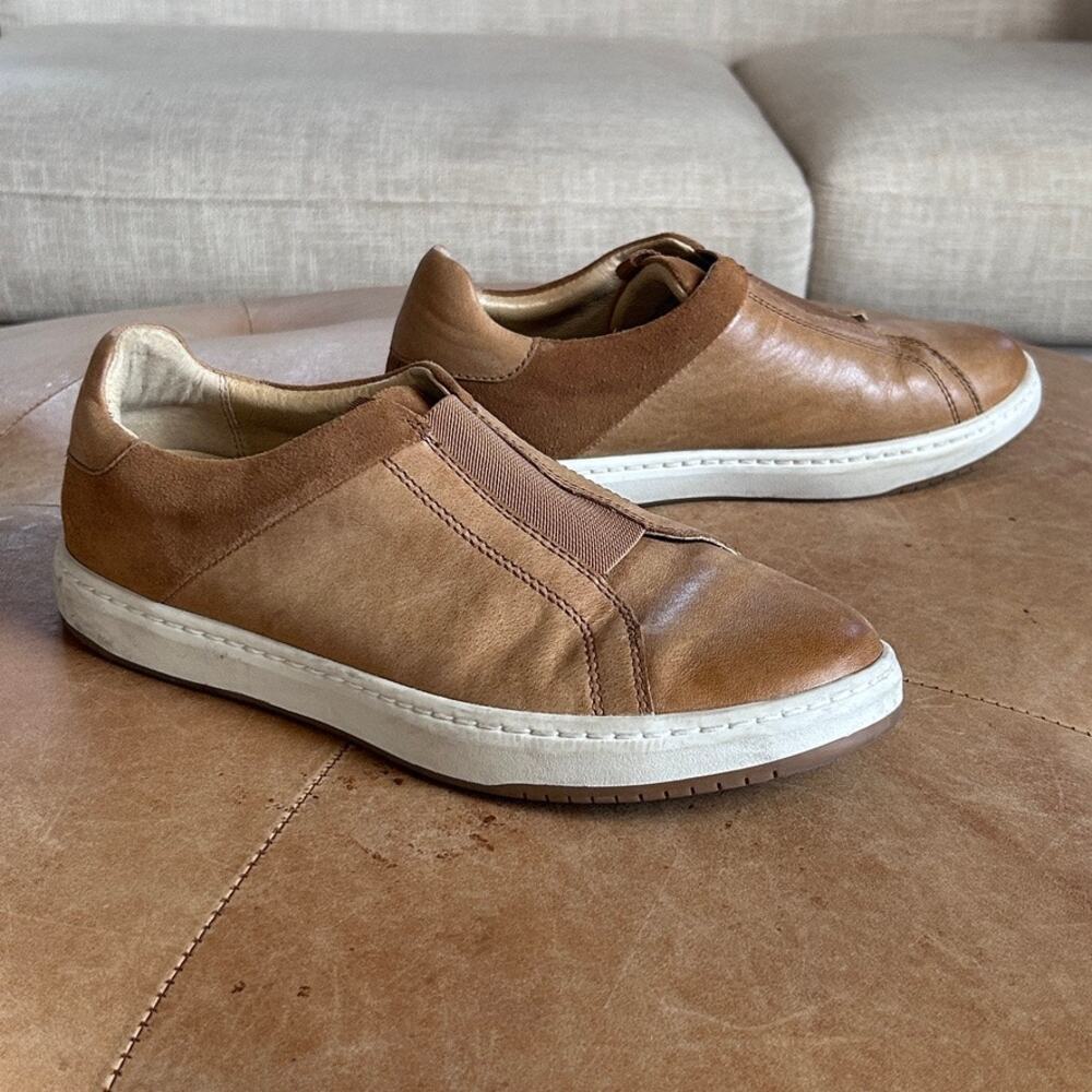 Dansko Leather Slip On Sneakers Tan Minimalist Comfort Walking Shoes Women EU39